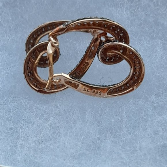 Rose Sterling Silver Brown Cubic Zirconia Swirl Earrings - Picture 6 of 6